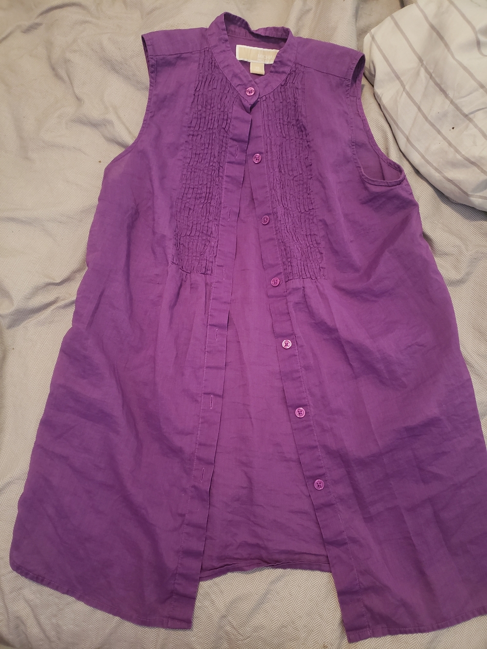 Michael Kors Sleeveless Purple Button-Front Women's Tunic Dress